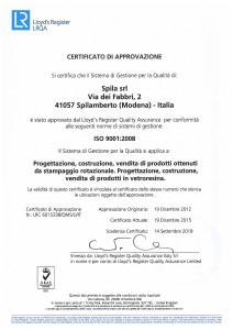 Certificato Qualità Spila Srl