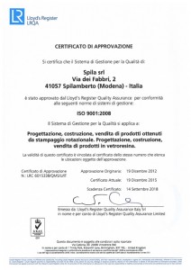Certificato Qualità Spila Srl