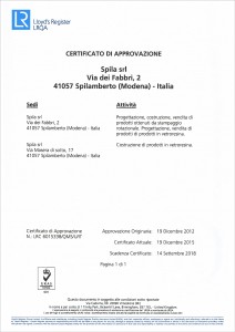 Certificato Qualità Spila Srl